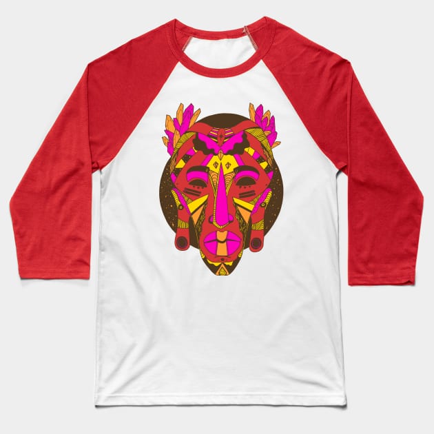African Mask 1 - Red Edition Baseball T-Shirt by kenallouis